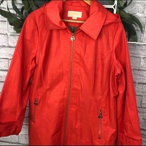 Michael Kors Coral Raincoat Jacket Trench XL Hood